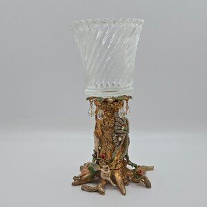 Vintage Kirks Folly Fairy Magic Fairy Tree Gold With Glass Candle Holder EUC